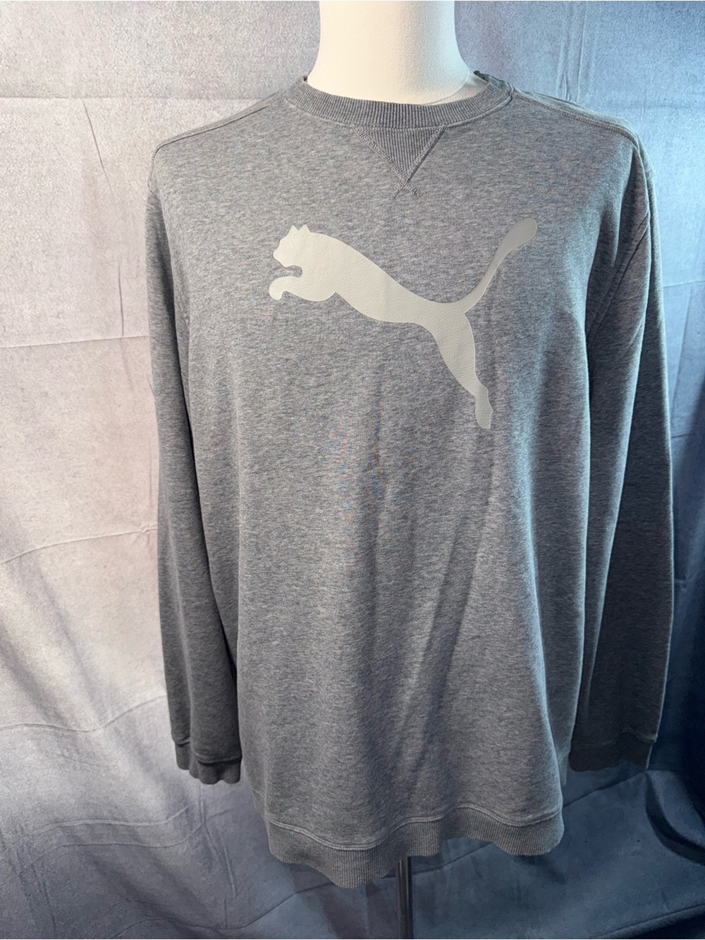 1584-Puma Grey Pullover Sweatshirt with Large White Logo